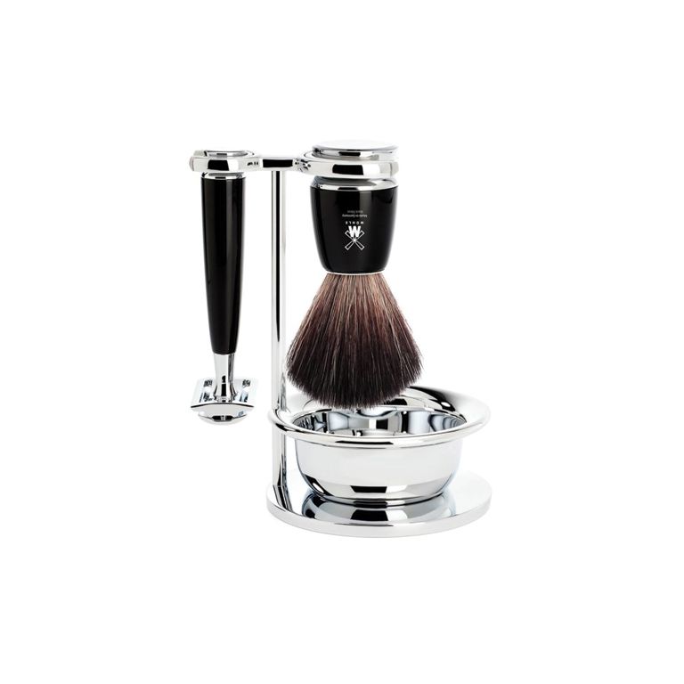 Muhle Shaving Set - Rytmo - Safety Razor - Fibre - Black (4-piece)